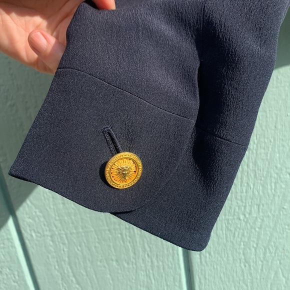 Silk navy star embroidered crop jacket - Picture 8 of 16